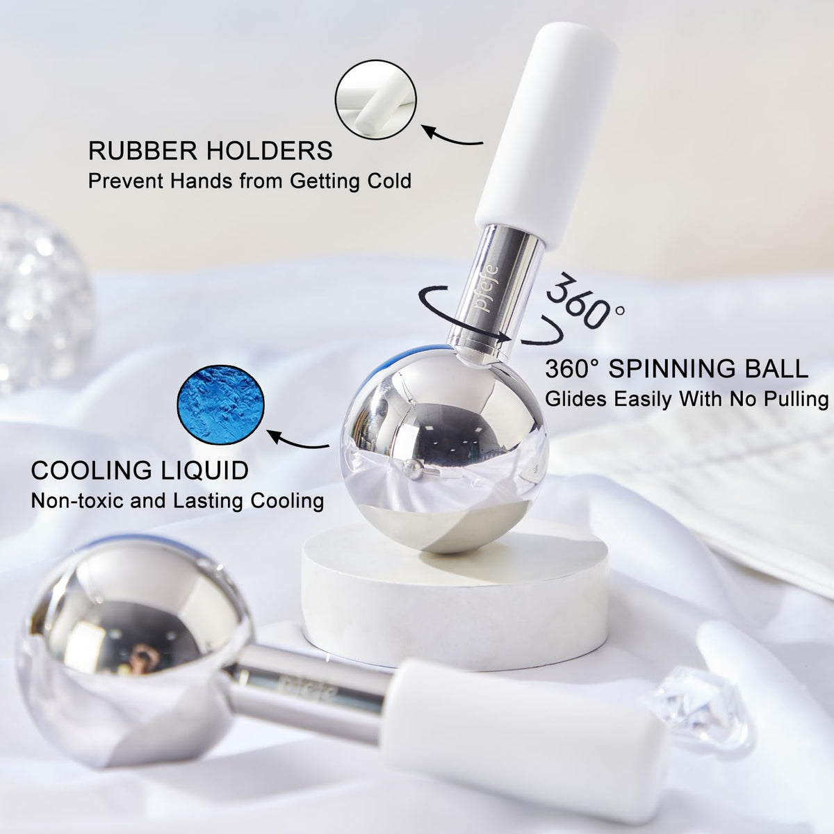 360 Rotating Ice Globes for Face Eyes, Facials Cold Roller for Puffy Eyes