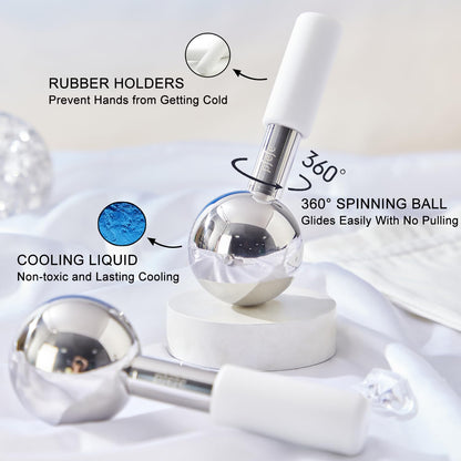 360 Rotating Ice Globes for Face Eyes, Facials Cold Roller for Puffy Eyes