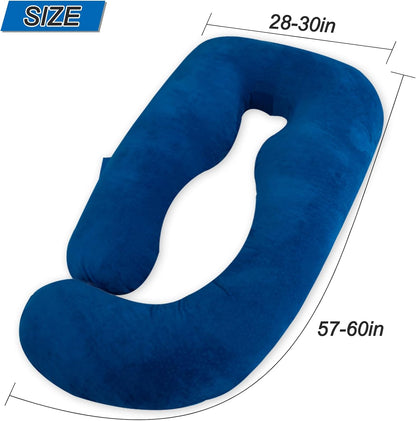 60 Inch Pregnancy Pillow for Sleeping, Extra Large U Shaped Body Pillow, Maternity Pillow for Pregnant Women with Velvet Cover (Dark Grey)