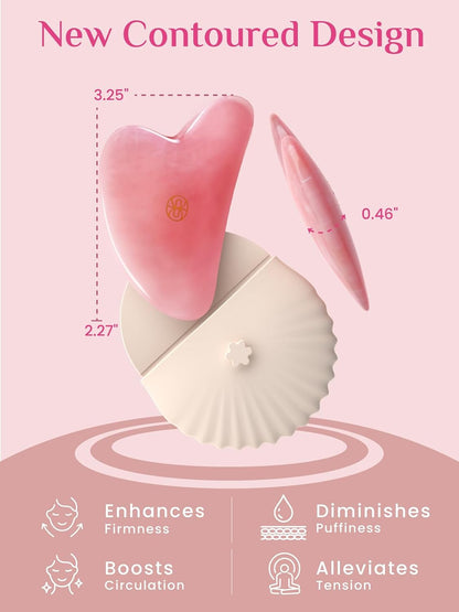 Rena Chris Gua Sha Facial Tools, Stainless Steel Guasha Tool for Acupuncture, Manual Massage Tool for Jawline Sculpting and Puffiness Reducing, Gua Sha Facial Massage Tool, Skin-Care Gift (Silver)