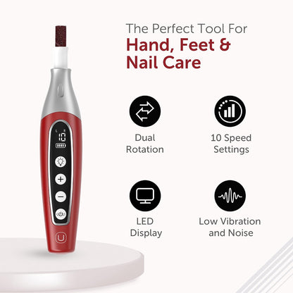 PediLux Pro Professional Manicure Pedicure Kit, Cordless Electric Nail File Drill Set, Thick Toenail Grinder, Toe Nail Dremel Tools, Filer, Buffer, Sander, Remove Cuticles, Callus for Men & Women
