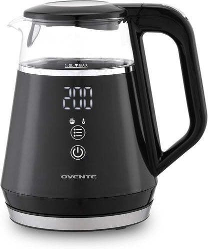 OVENTE 1L Electric Kettle with Temperature Control, 1500W, Black KD95B