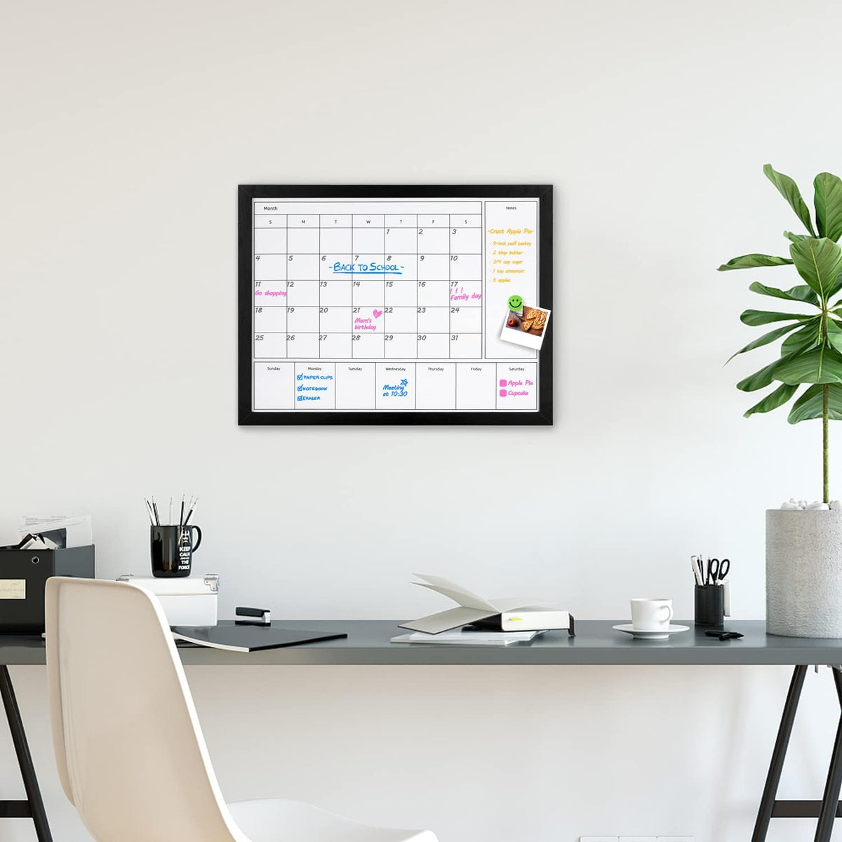 3-in-1 Dry Erase Calendar for Wall, Magnetic Surface Calendar Whiteboard