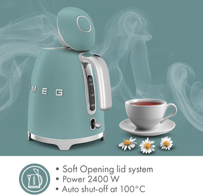 SMEG KLF03 Electric Kettle 1.7L (7 Cup), Retro Hot Water Boiler for Tea & Coffee, Fast Boiling, Auto Shut-Off, Soft Open Lid, 360° Swivel Base Countertop Kettle – Matte Champagne