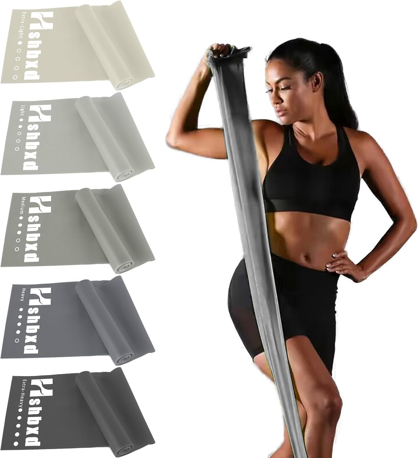 Resistance Bands for Physical Therapy, Bands for Working Out, Latex Free Elastic and Exercise Bands Set for Stretching, Suitable for Rehab, Yoga, Pilates, Gym, Home Exercise