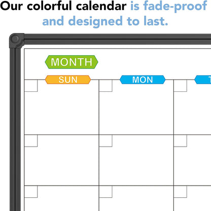 JILoffice Magnetic Dry Erase Calendar Whiteboard, 4 Month White Board Planner 36 X 24 Inch, Black Aluminum Frame Wall Mounted Board for Office Home and School
