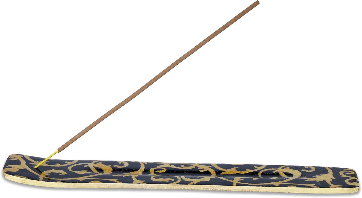Bless-International Traditional-Handmade-Burner Wooden-Incense-Stick-Holder Ash-Catcher-Stand for-Aromatherapy-Meditation-Yoga (Incense Holder 10 inch(2 pcs))