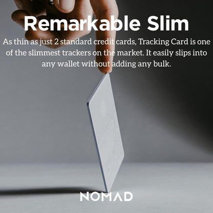 Nomad Tracking Card Carbide, Slim Card Tracker with IPX7 Waterproof and Dust Proof Card Tracker for Wallet & Luggage, 5 Months GPS Tracker Long Battery Life, Rechargeable, Compatible with iOS Only