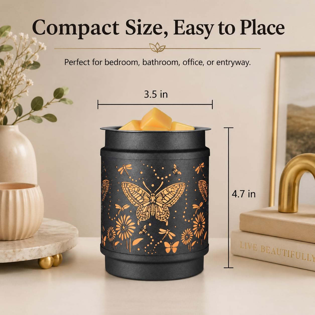 kobodon Wax Melt Warmer Metal Wax Warmer for Scented Wax Electric Fragrance Candle Oil Burner 2 in 1 Wax Melts as Gifts for Moms Grandma Women Girls(Sunflower)