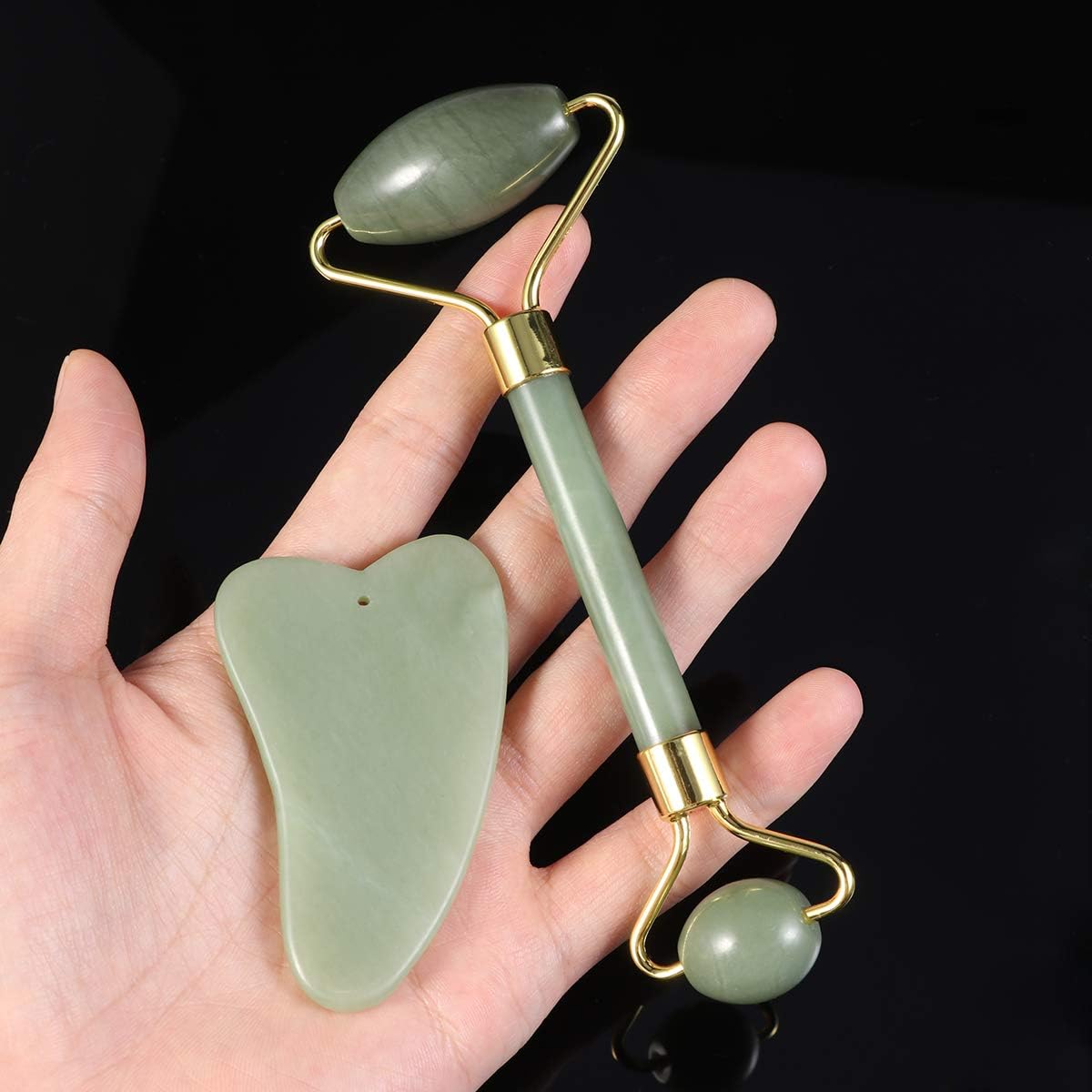 rosenice Gua Sha Facial Tools Guasha Tool Gua Sha Jade Stone Manual Massage Sticks for Jawline Sculpting and Puffiness Reducing for Face Body Tensions Reduce Festive Gifts