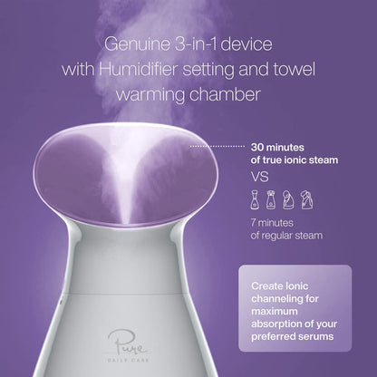 Pure Daily Care NanoSteamer Large 3-in-1 Nano Ionic Facial Steamer with Precise Temp Control - Humidifier - Unclogs Pores - Blackheads - Spa Quality - Bonus 5 Piece Stainless Steel Skin Kit (Teal)