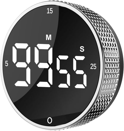 Digital Kitchen Timer, Magnetic Kitchen Timer Clock with Large LED Display, Countdown Count Up, Rotary Dial, 5/15/25 Min Presets, 3 Volume Levels for Cooking, Productivity, Pomodoro, Classroom
