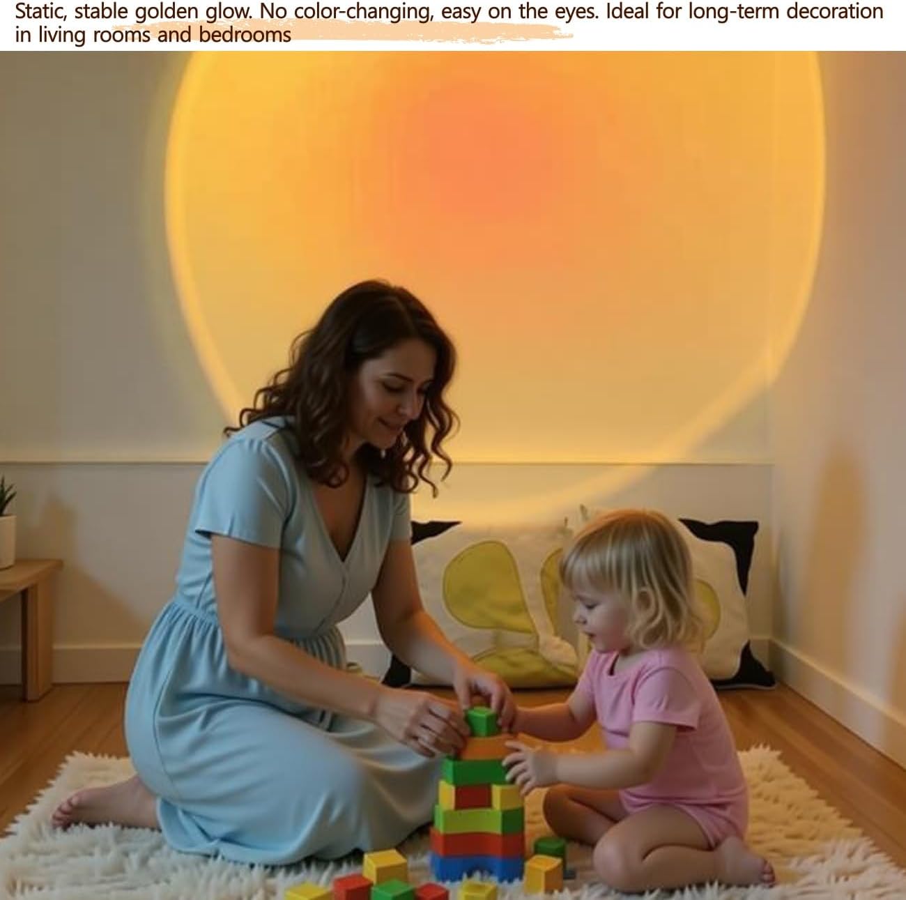 Jensense Sunset Lamp Golden Glow Closely Sunset Sunrise Feel Night Light Simple Mood Light Decor Bedroom Photography Live Streaming Background, NO APP, NO Color Changing