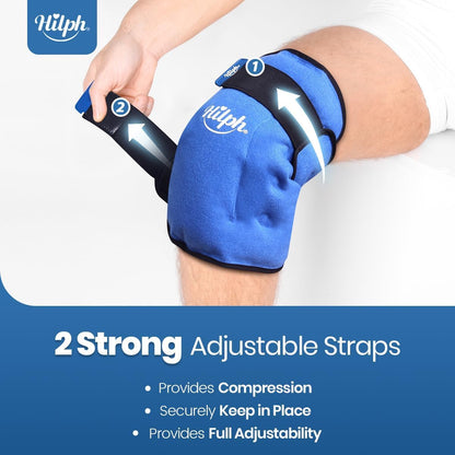 360° Full Coverage Knee Ice Pack Wrap for Post-Surgery Recovery - Bendable & Adjustable Hot Cold Therapy for Pain Relief, Swelling, Arthritis - Easy to Wear, Reusable Gel Pack for Men & Women, Black