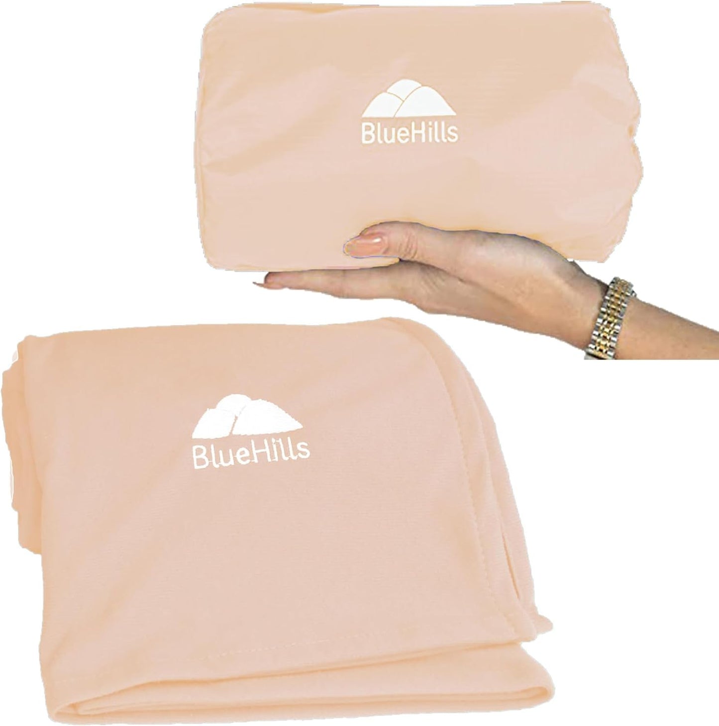 BlueHills Travel Blanket Pillow Compact Lightweight Pocket Size Airplane Traveling Essential Flight Trip Throw in Bag Portable Case Plane Accessory Gray L01