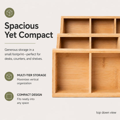 Theodore Tea Bag Organizer – Wooden Tea Organizer and Storage for Home, Kitchen, Office – 180 Tea Bag Holder - Vertical Display Tea Box. Also for Coffee Pods, Sugar, Sweeteners and Creamers.