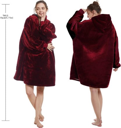 Aemilas Wearable Blanket Hoodie - Warm Sherpa Blanket Sweatshirt as Gifts for Adult Women Mom Men, One Size Fits All