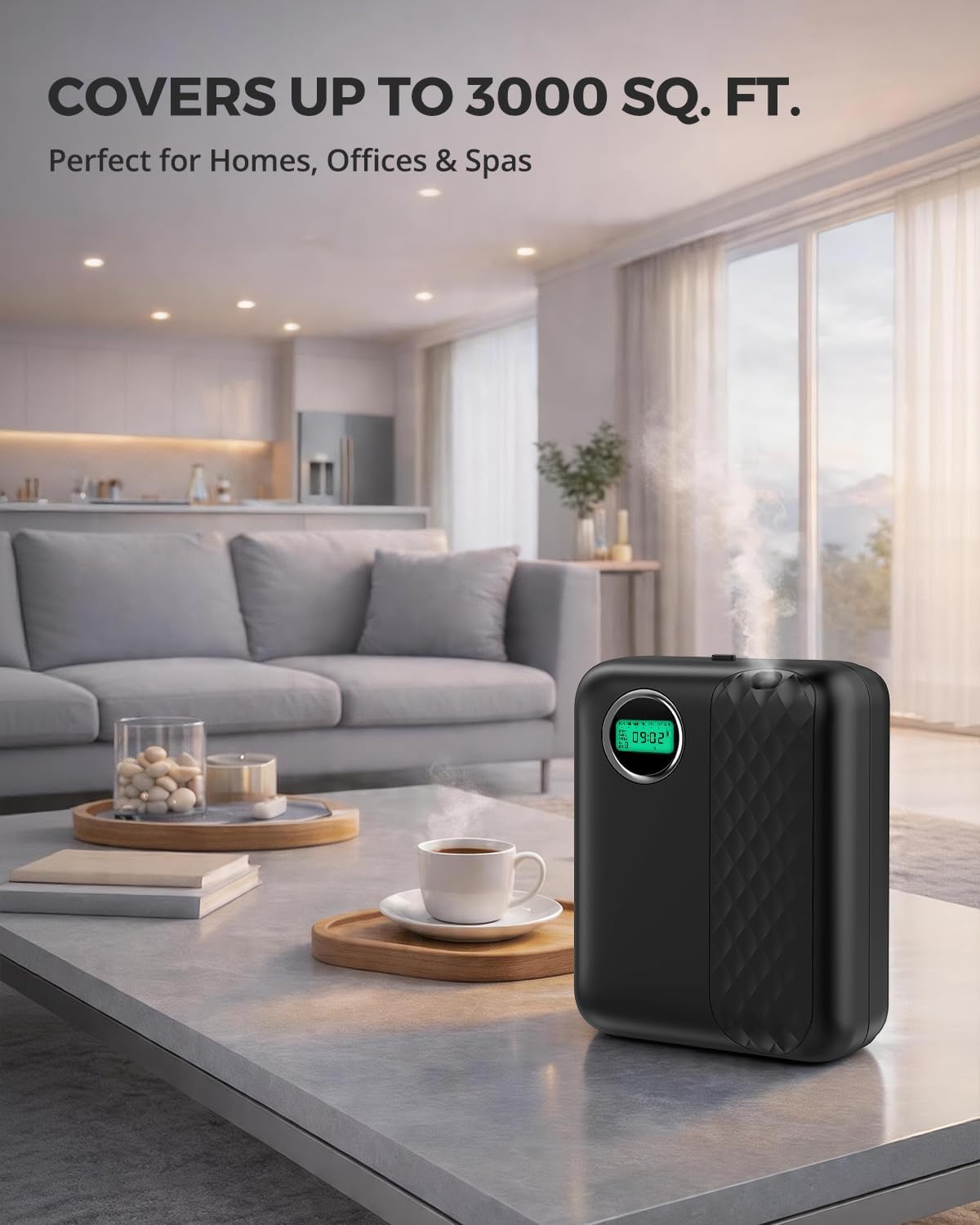 RoyAroma Waterless Essential Oil Diffuser for Home & Office, Smart Bluetooth App Control Scent Machine, 3000 Sq Ft Coverage, 400mL Cold Air Aromatherapy for Large Rooms - Pearl White