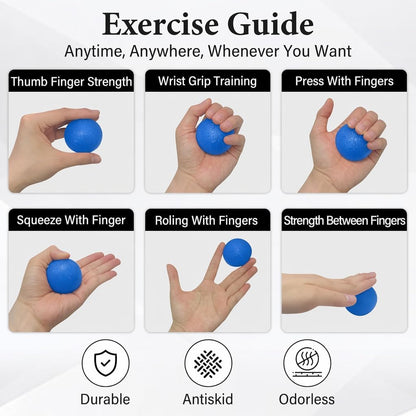 Stress Balls for Adult, Resistance Levels Hand Exercisers for Strength, Hand Strengthening Devices,Squeeze Balls for Hand Therapy,Exercise Squeeze Squishy Wrist Ball, Grip Strength Trainer
