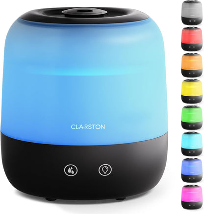 Clarston 2L Cool Mist Humidifier for Bedroom with 360° Adjustable Nozzle, High and Low Mist Levels, Ultra-Low Noise, Light-Off, No BPA, Auto Shut Off, Ideal Baby Humidifier with Easy Top Filling