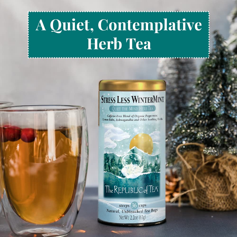 The Republic of Tea Stress Less WinterMint Herbal Tea, Caffeine Free, 36 Ct