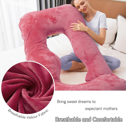 60 Inch Pregnancy Pillow for Sleeping, Extra Large U Shaped Body Pillow, Maternity Pillow for Pregnant Women with Velvet Cover (Dark Grey)