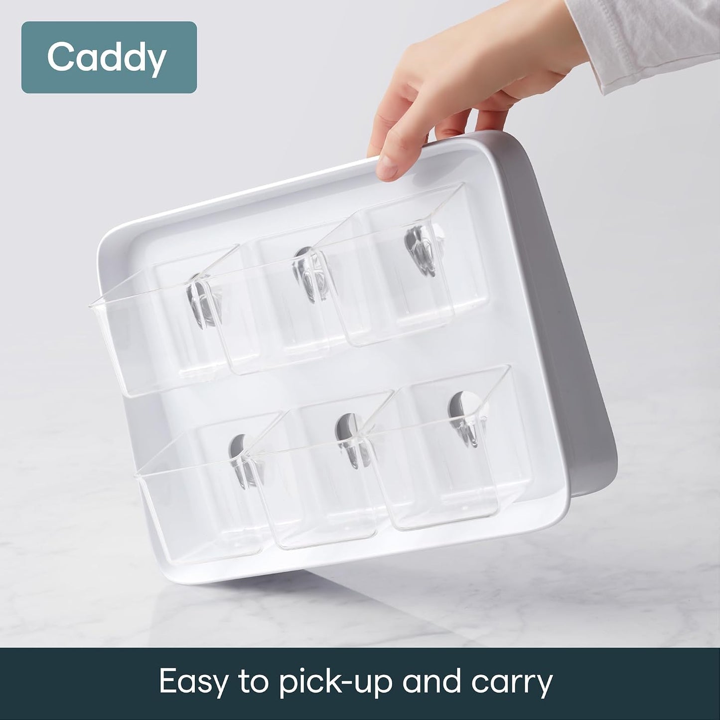 YouCopia TeaStand Tea Bag Organizer with Clear Removable Bins, Cabinet or Pantry Storage Caddy, 80-Bag