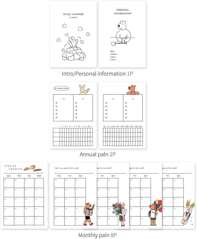 Monolike Basic B5 Monthly + Weekly Planner pad, A SET - Academic Planner, Weekly & Monthly Planner, To-do list, Note pad, Scheduler