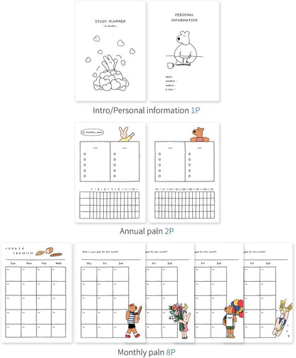 Monolike Basic B5 Monthly + Weekly Planner pad, A SET - Academic Planner, Weekly & Monthly Planner, To-do list, Note pad, Scheduler