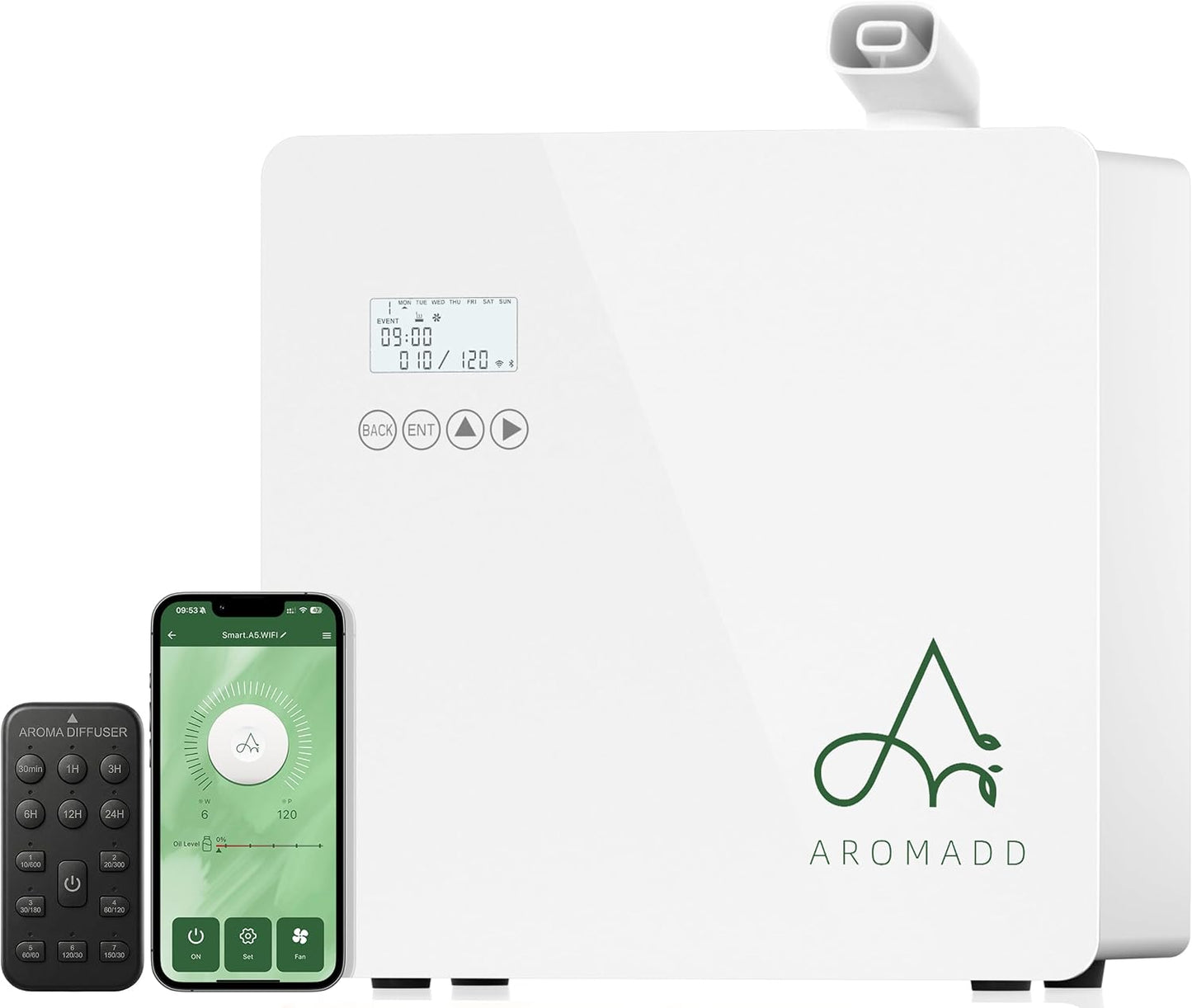 2025 Upgraded 3500 Sq.Ft Smart Scent Diffuser - HVAC System, Whole House Aroma & Hotel Collection Diffuser, Waterless Essential Oil Diffuser for Home Large Room, Cold Air Tech, 600mL (Black)