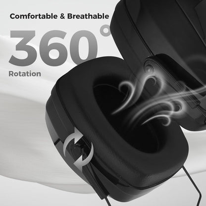 ProCase Noise Cancelling Ear Muffs SNR 33dB, Ear Hearing Protection Headphones for Adults, Sound Proof Ear Defenders for Work, Mowing, Shooters Shooting Gun Range, Construction -Black