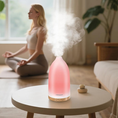 URPOWER 150ML Essential Oil Diffusers for Home, Ultrasonic Aromatherapy Diffuser with 7 Color Changing Lights, Timer & Auto Shut-Off, Scent Diffuser for Bedroom, Office, Yoga