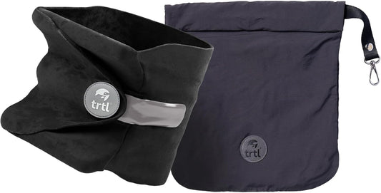 Trtl Pillow - Scientifically Proven Neck Support Travel Pillow for Airplanes - Lightweight and Machine Washable - Ergonomic Design for Traveling on Cars and Trains - Black