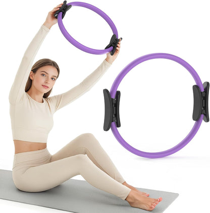JKSHMYT Pilates Ring Fitness Circle for Women, Pilates Equipment – 14.5" Home Magic Exercise Workout, Better me Pilates Essentials Starter Set for Beginners Toning Inner Thighs, Arms and Core
