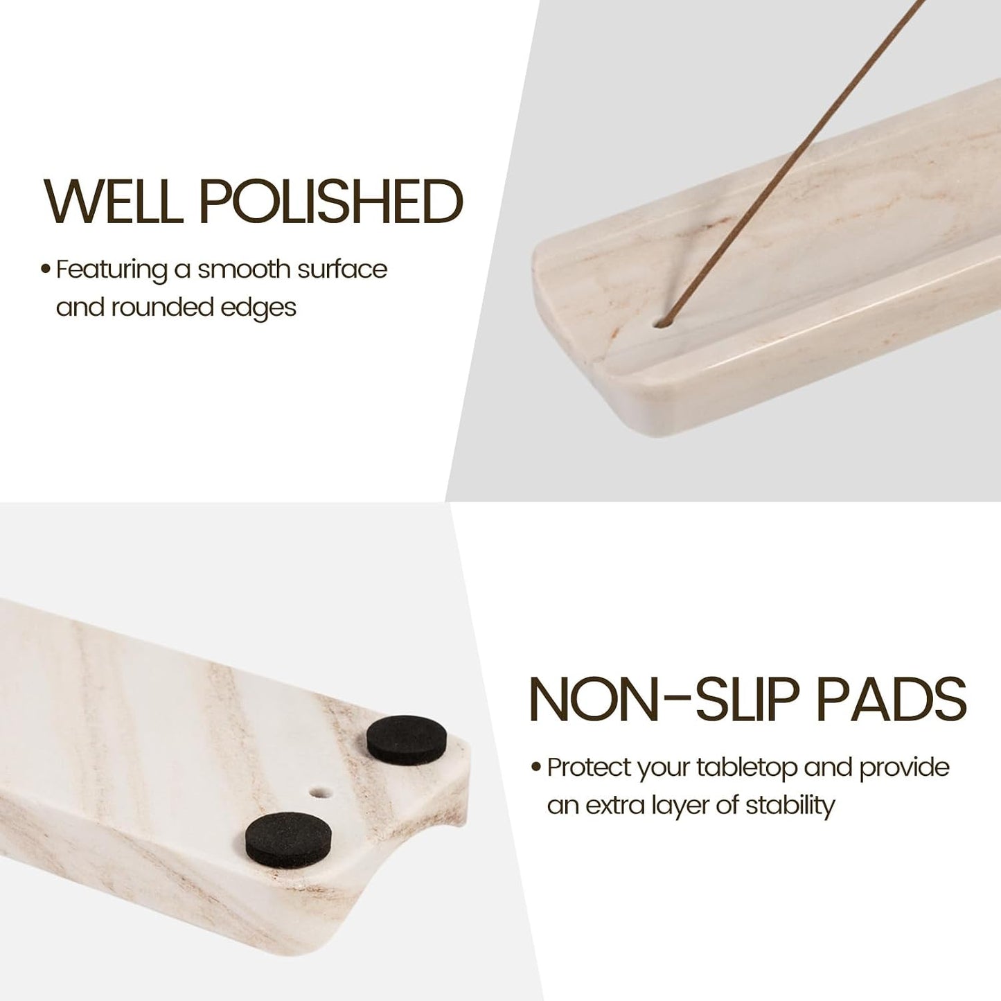 Koville Marble Incense Holder, Incense Holder for Sticks, Incense Sticks Holder Ash Catcher for Meditation Yoga SPA, Natural Stone Incense Burner, Home Table Decor (Grey)