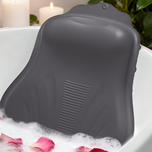 Bath Pillow for Tub, Adjustable Silicone Bathtub Pillows for Head and Neck, 0"–2.3" Neck Support, 34 Suction Cups, Easy to Clean, No Machine Wash Needed (White)