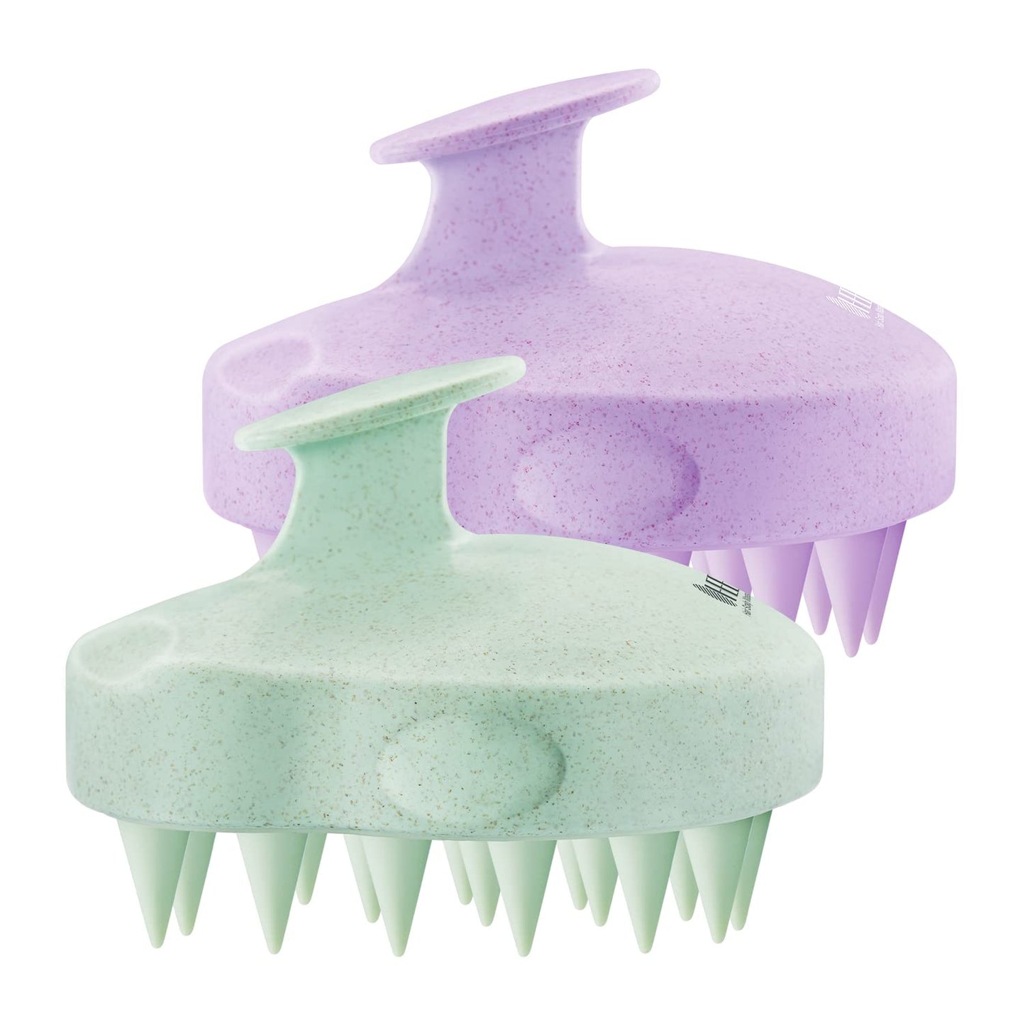 HEETA Hair Scalp Massager Shampoo Brush 2 Pack, Soft Silicone Bristles to Remove Dandruff, Waterproof Hair Scrubber for Both Wet Dry Use, Suitable for Men & Women (Green & Black)