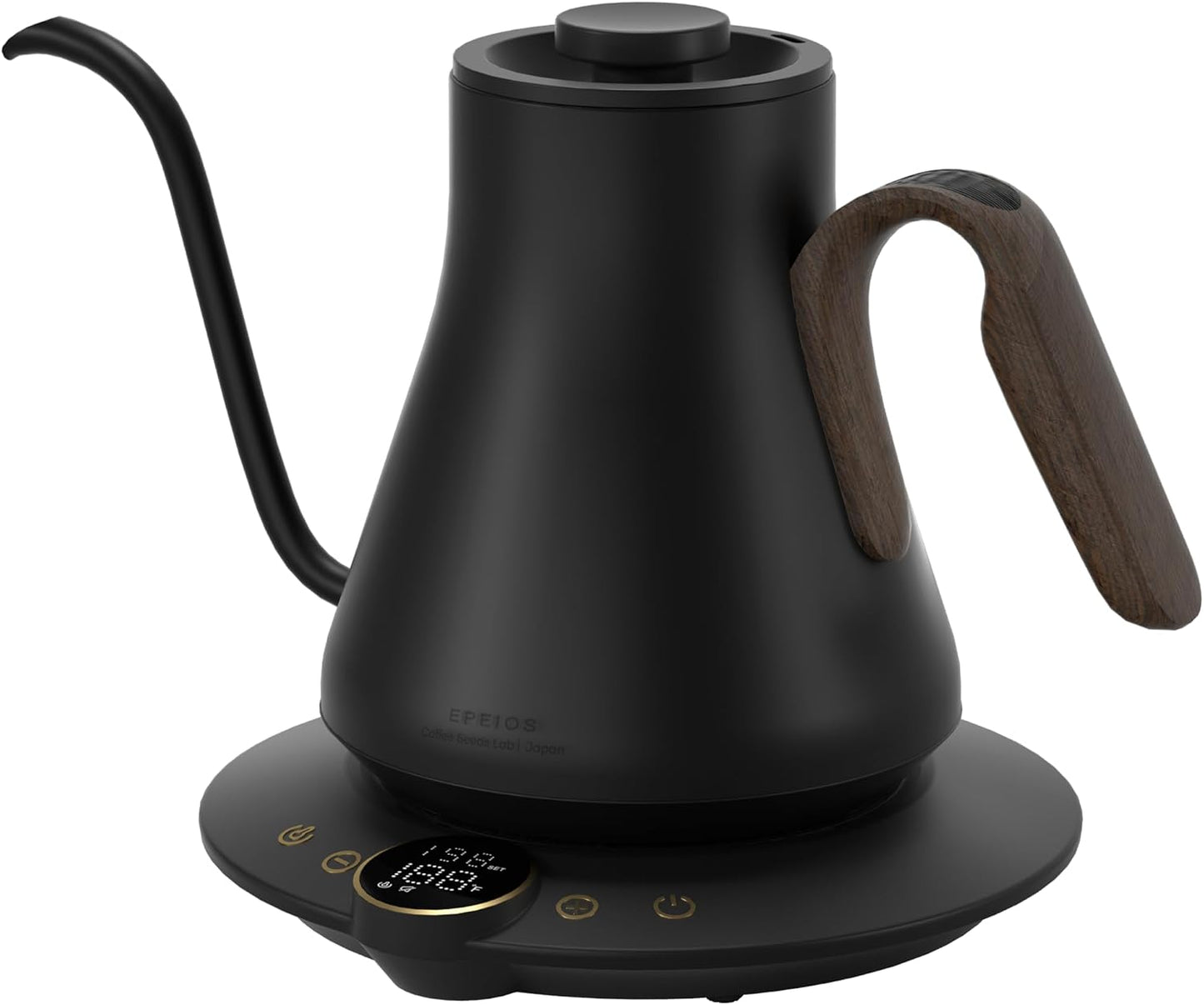 INTASTING Gooseneck Electric Kettle with ±1℉ Temperature Control for Pour Over Coffee & Tea, Quick Heating, BPA-Free Stainless Steel, Built-in Brew Timer, 1500W/0.9L (Ebony Black)