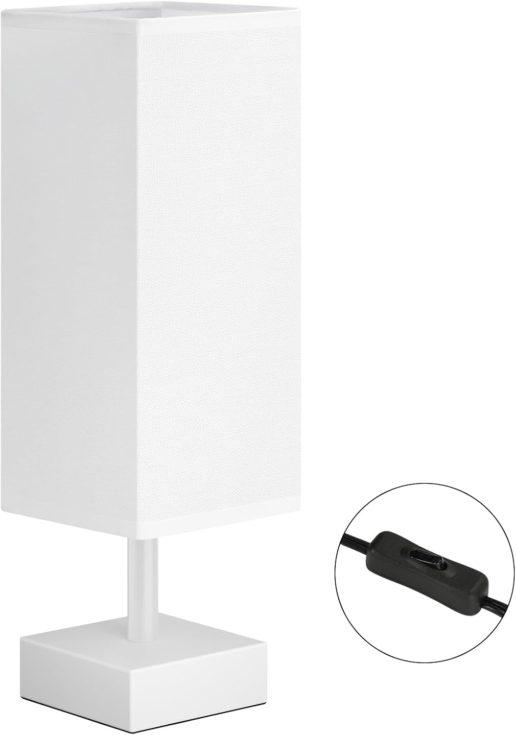 aooshine Small Table Lamp for Bedroom - Bedside Lamps for Nightstand, Minimalist Night Stand Light Lamp with Square Fabric Shade, Desk Reading Lamp for Kids Room Living Room Office Dorm