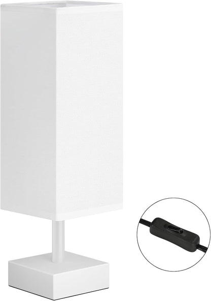 aooshine Small Table Lamp for Bedroom - Bedside Lamps for Nightstand, Minimalist Night Stand Light Lamp with Square Fabric Shade, Desk Reading Lamp for Kids Room Living Room Office Dorm