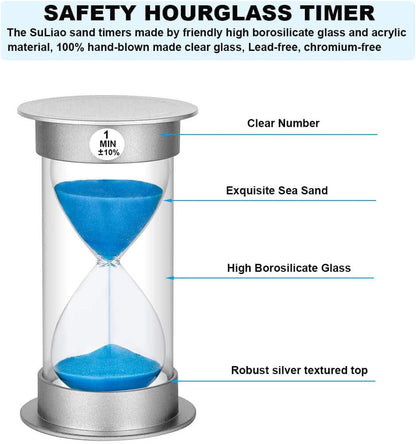 2 Minute Hourglass Sand Timer with Suction Cup,Unbreakable Sucker Sand Clock Timer 2 min,Plastic Mini Sand Watch,Rotatable Reloj De Arena for Kids Toothbrush(Blue)
