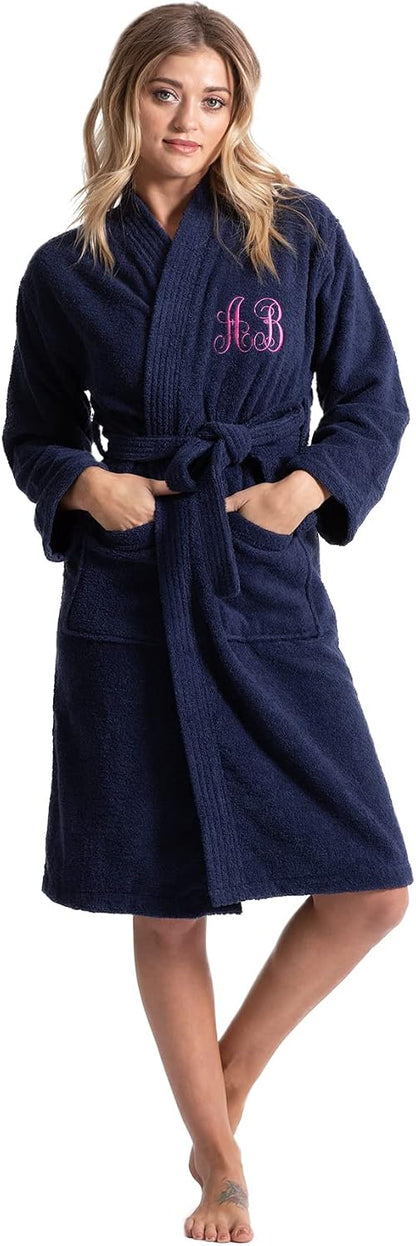 Turkuoise Soft & Absorbent Towel Robe, 100% Cotton Turkish Terry Cloth Kimono Bathrobes for Women