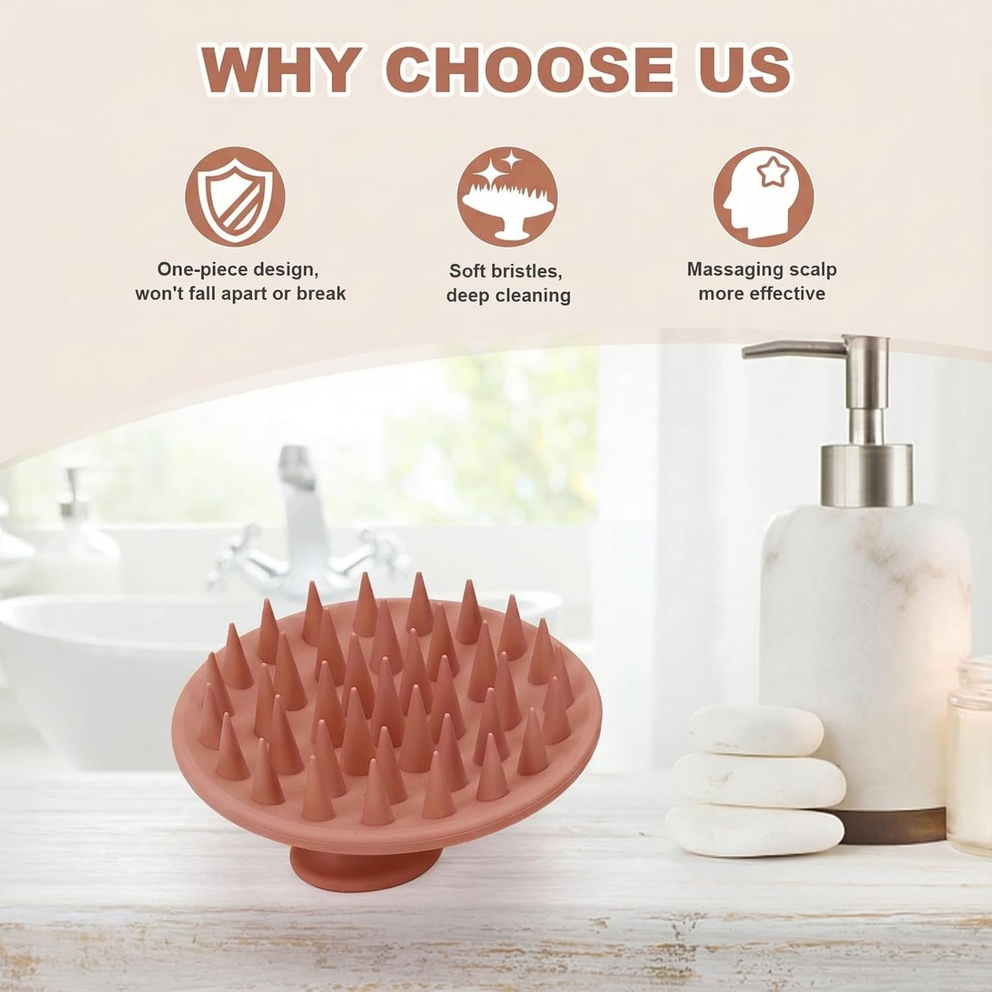 Meartchy Silicone Scalp Massager Shampoo Brush, Scalp Brush for Hair Growth & Dandruff Removal, Hair Scrubber Scalp Stimulator Exfoliator Brush with Soft Bristles for Wet Dry Scalp Care (Black)