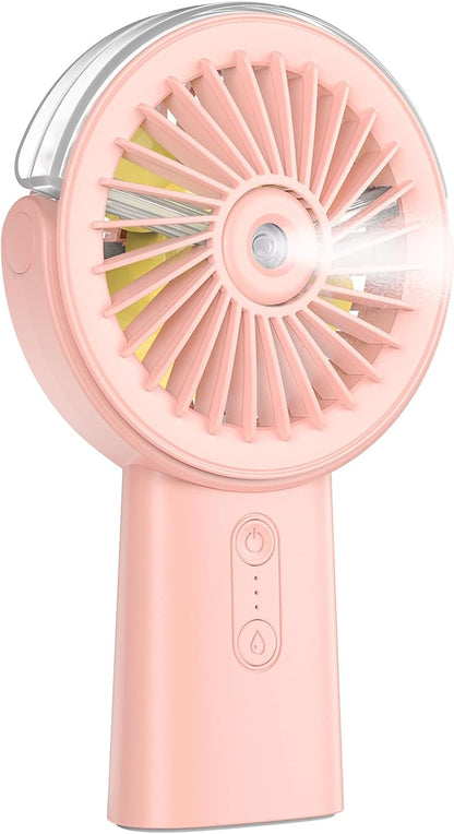 Otlonpe Handheld Misting Fan Portable, Small Personal Hand Held Rechargeable Mist Fan Water Spray, 4000mAh Battery Operated Hand Mister Fans 3-Speed, 4-15 Hrs Runtime for Travel Home Office Outdoor