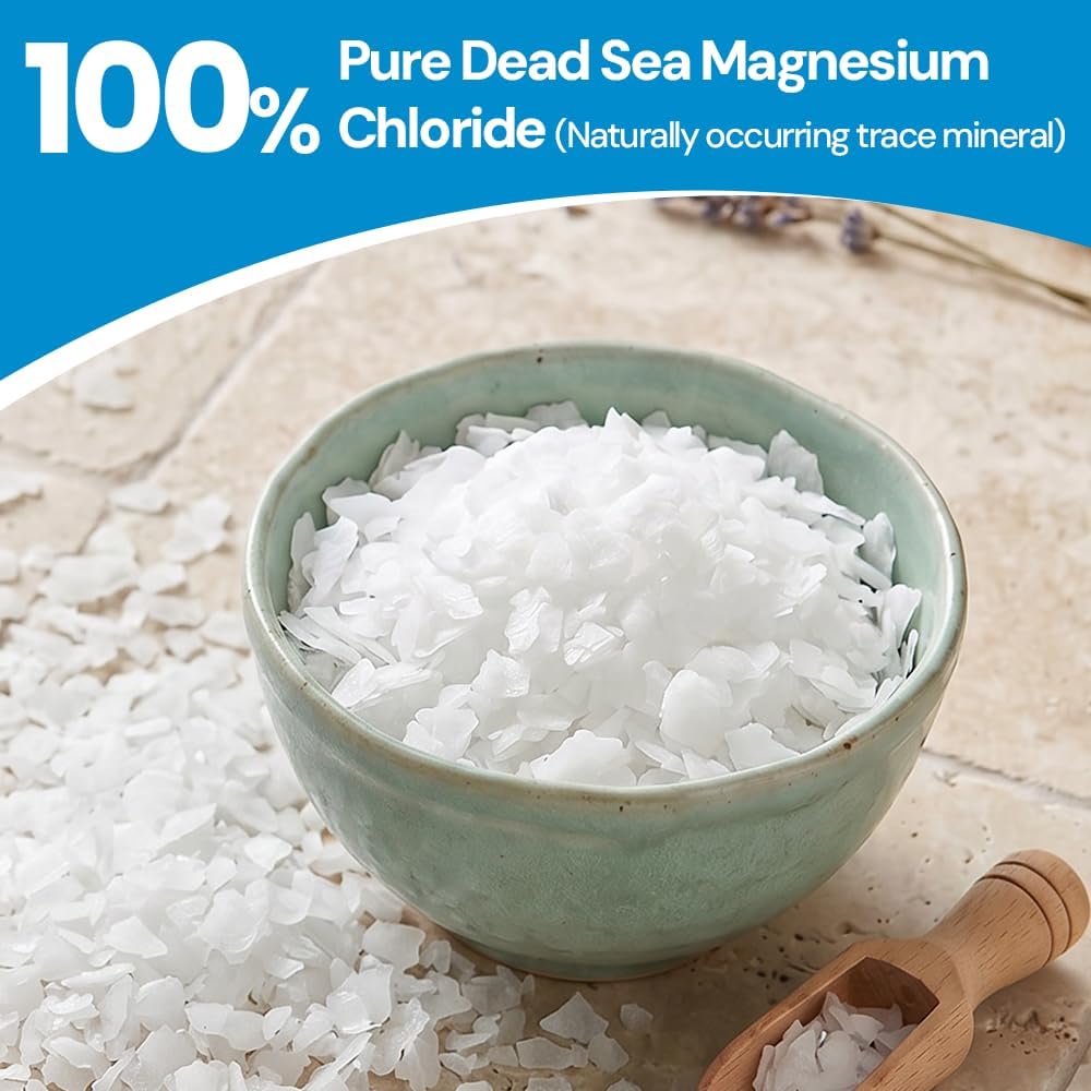 Dead Sea Magnesium Flakes Bath Salts for Soaking & Foot Soak - Natural Pure Chloride Supplement - Unscented Epsom Salt Alternative - Muscle Relief, Skin Nourishing & Better Sleep