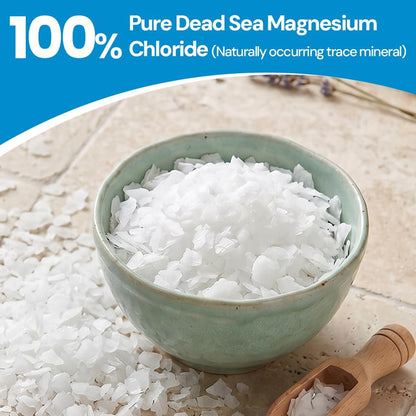 Dead Sea Magnesium Flakes Bath Salts for Soaking & Foot Soak - Natural Pure Chloride Supplement - Unscented Epsom Salt Alternative - Muscle Relief, Skin Nourishing & Better Sleep
