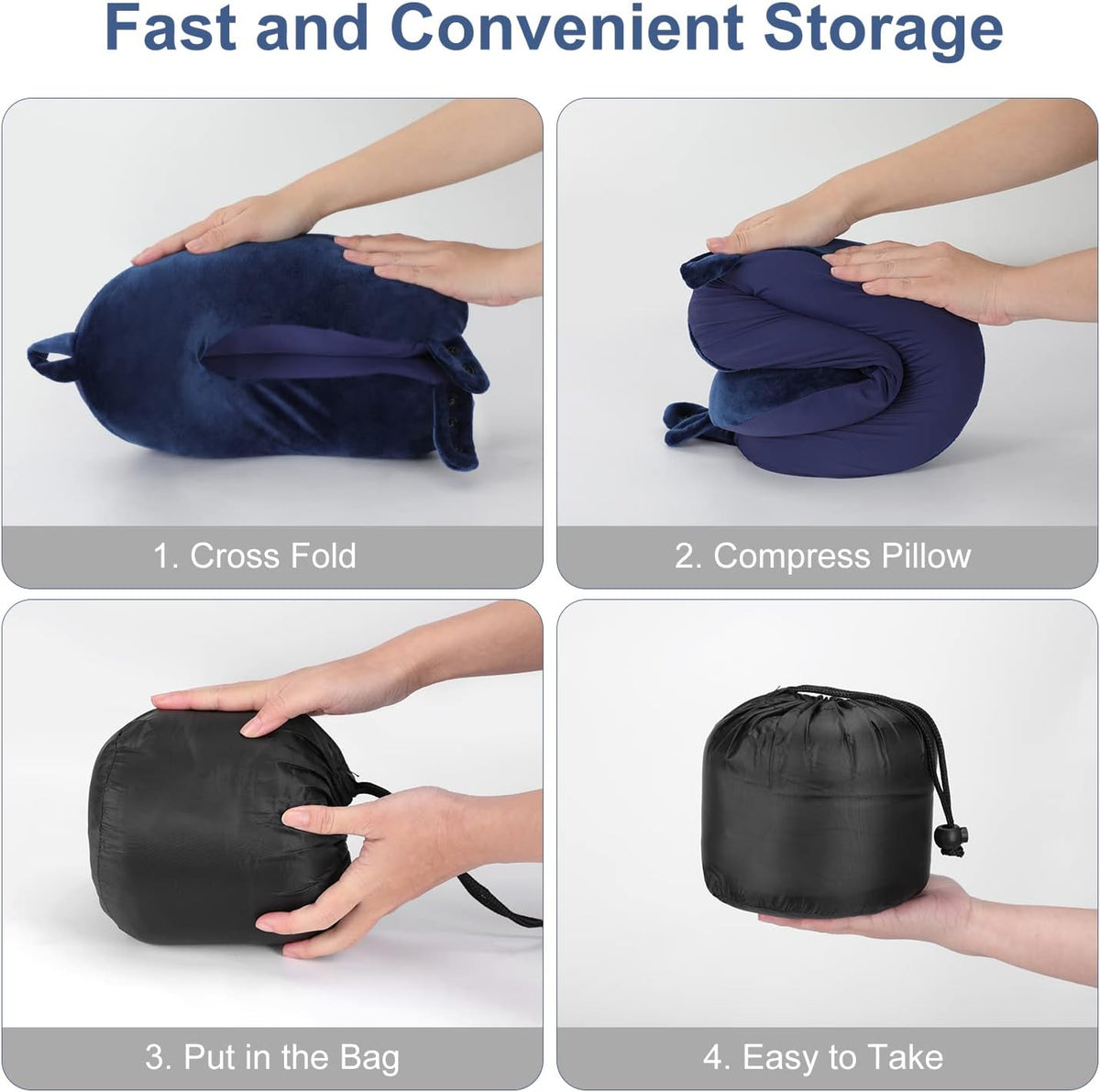TALLGO Travel Pillow, Best Memory Foam Neck Pillow Head Support Soft Pillow for Sleeping Rest, Airplane Car & Home Use (Black)