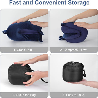 TALLGO Travel Pillow, Best Memory Foam Neck Pillow Head Support Soft Pillow for Sleeping Rest, Airplane Car & Home Use (Black)