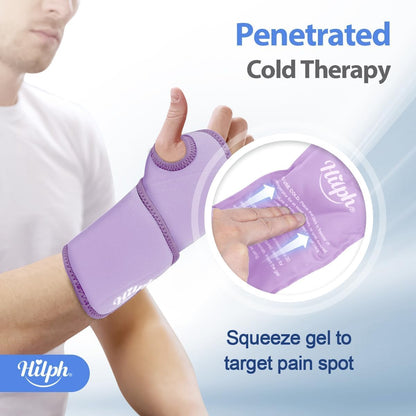 Hilph Wrist Ice Pack Wrap for Carpal Tunnel Relief, FSA Eligible HSA, Reusable Wrist Hot & Cold Therapy Brace for Hand Injuries, Arthritis, Tendonitis, Surgery Recovery Items Gifts Men Women, Blue