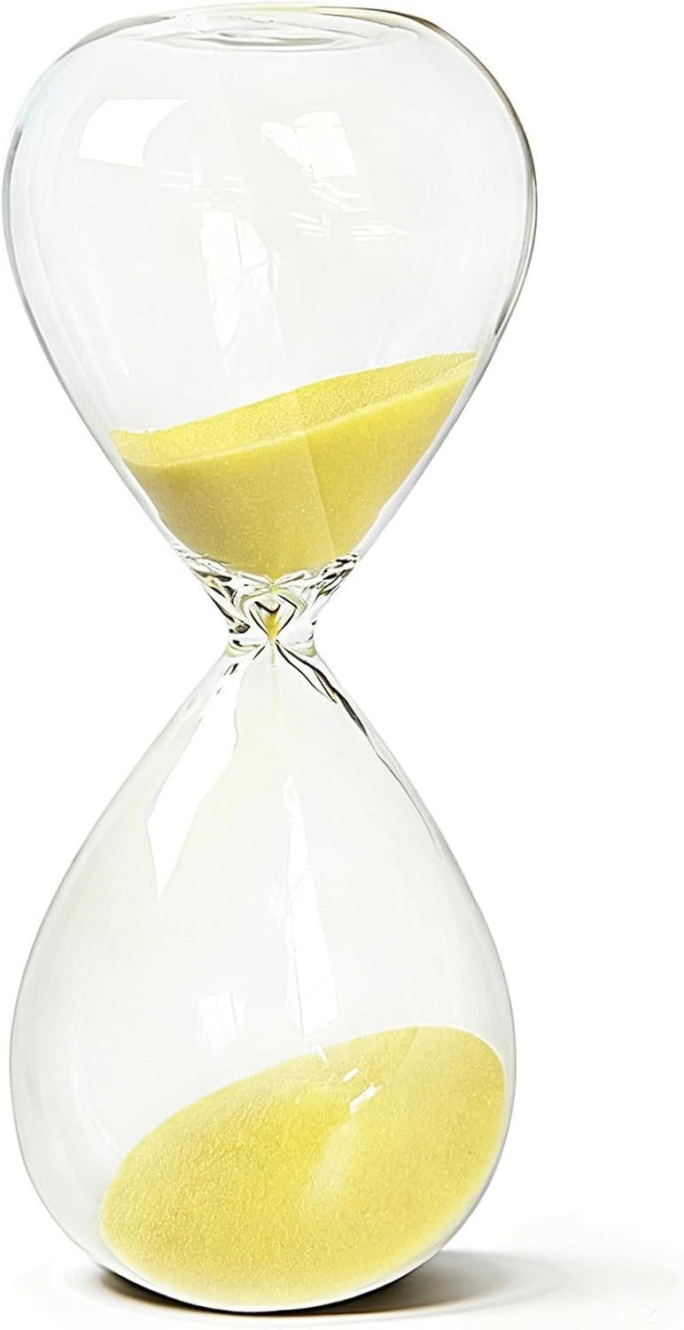 Hourglass, HoveBeaty Black Sand Timer, 15 Minute Hand-Blown Glass